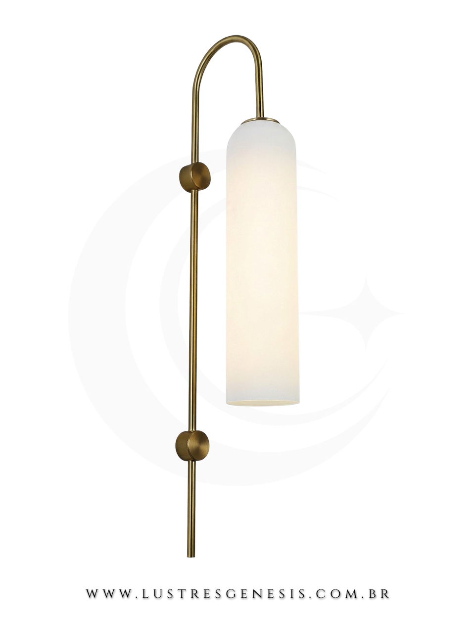 Arandela de Parede Bronze e Vidro Branco Tubular 20x78cm E27 Lampada Inclusa, Sala de Estar, Quarto, Cabeceira, Corredor, Lavabo, Hall